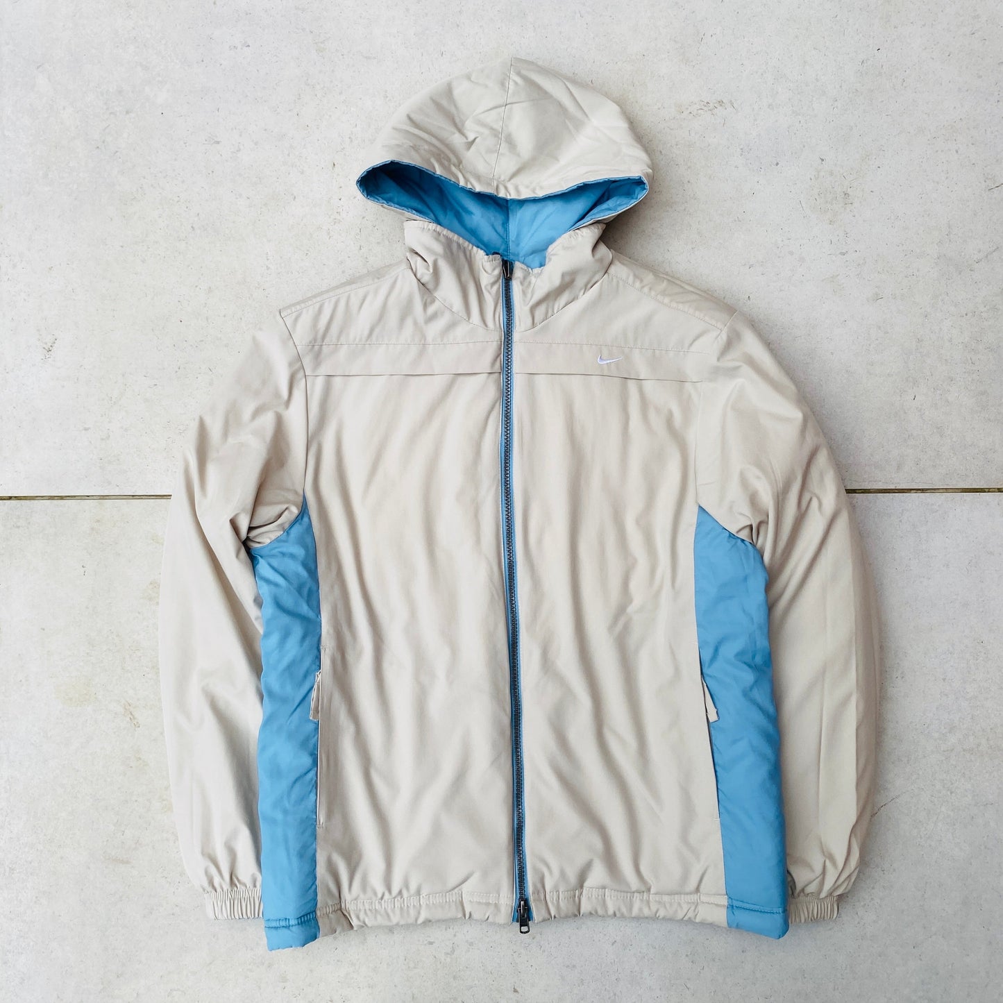 00s Nike Reversible Puffer Jacket Baby Blue Brown Medium
