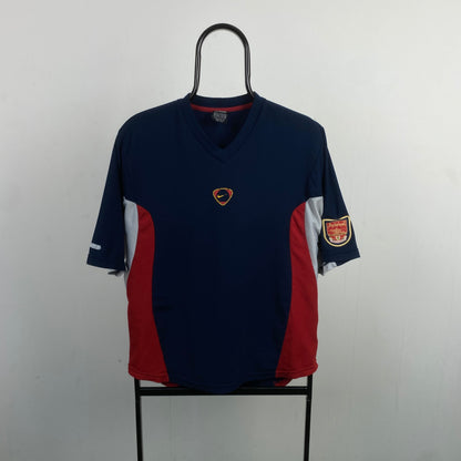 90s Nike Arsenal Football Shirt T-Shirt Blue Small