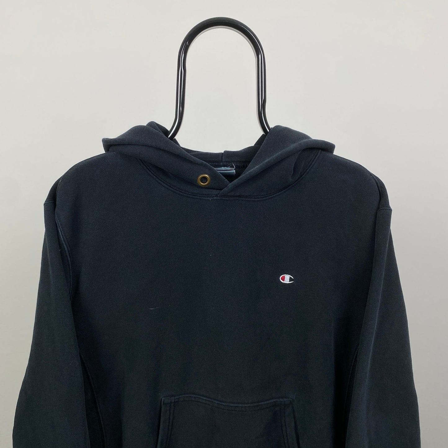 Retro Champion Reverse Weave Hoodie Black Large