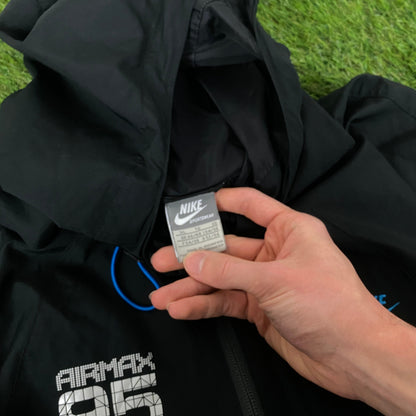 00s Nike Air Max 95 Windbreaker Tracksuit Set Jacket + Joggers Black XL