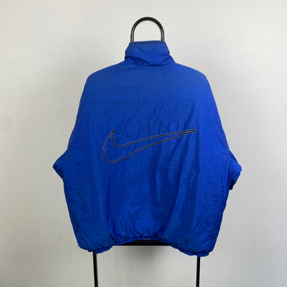 90s Nike Reversible Coat Puffer Jacket Blue Black Medium