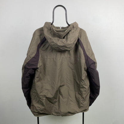 90s Nike Reversible Fleece Coat Jacket Brown XL