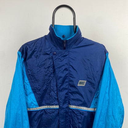 90s Nike Crinkle Shell Windbreaker Jacket Blue Medium