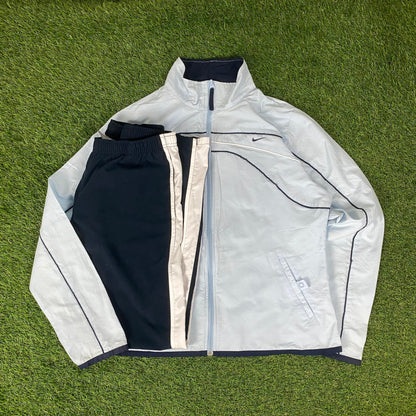 00s Nike Piping Tracksuit Jacket + Joggers Set Baby Blue Large