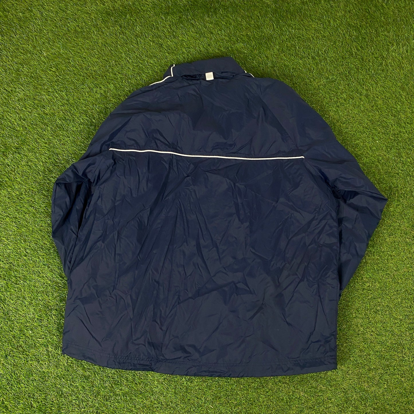 00s Nike Piping Windbreaker Tracksuit Set Jacket + Joggers Blue XL