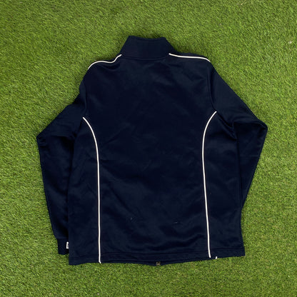 00s Nike Piping Windbreaker Jacket + Joggers Set Blue Small