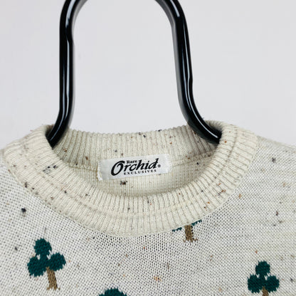 Retro Horse Knit Sweatshirt Brown Large