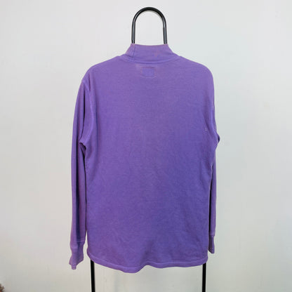 Retro 00s Stussy Mock Neck Sweatshirt Purple Small