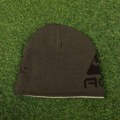 Vintage Nike ACG Reversible Beanie Hat Brown