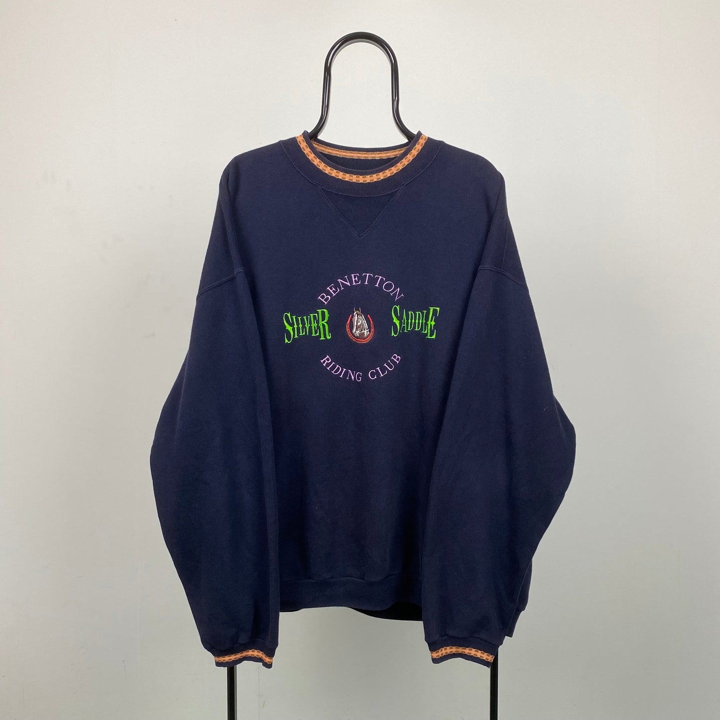 Retro Benetton Horse Sweatshirt Blue XL