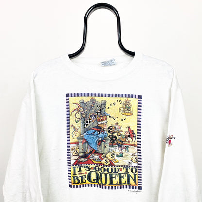Retro 90s Queen Sweatshirt White Large