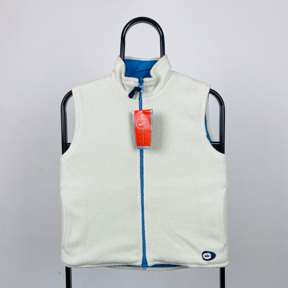90s Nike Reversible Fleece Gilet Jacket Baby Blue XS