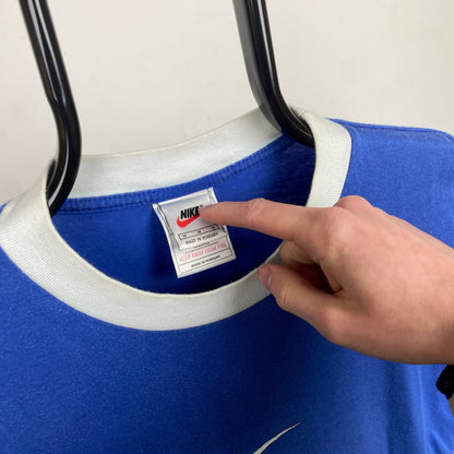 90s Nike Ronaldo T-Shirt Blue Medium