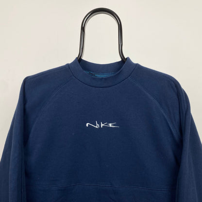 00s Nike Script Sweatshirt Blue XS