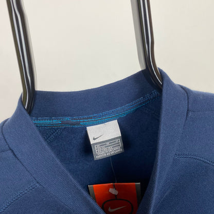 00s Nike Script Sweatshirt Blue XS