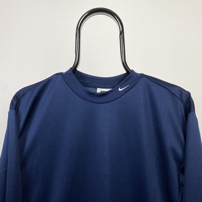 Vintage Nike Mock Neck Longsleeve T-Shirt Blue Small