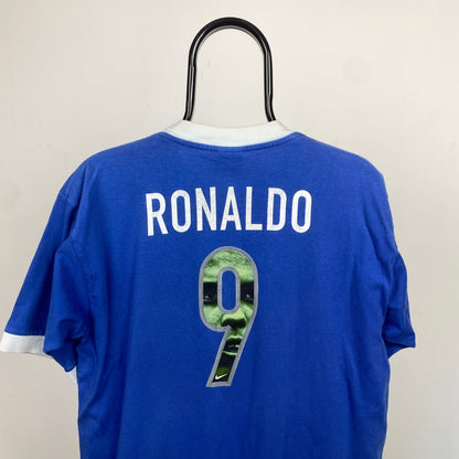 90s Nike Ronaldo T-Shirt Blue Medium