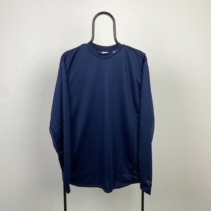 Vintage Nike Mock Neck Longsleeve T-Shirt Blue Small