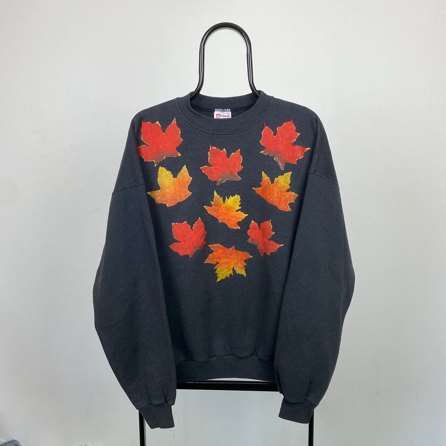 Retro Hanes Leaf Sweatshirt Black XL