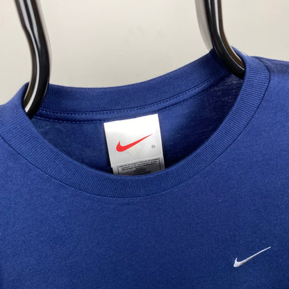 Vintage Nike Swoosh T-Shirt Blue Small