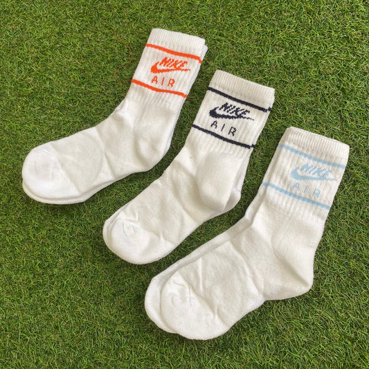 Vintage Nike Air Socks 3 Pack White UK12-8