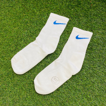 Vintage Nike Socks White Blue UK6 - 12
