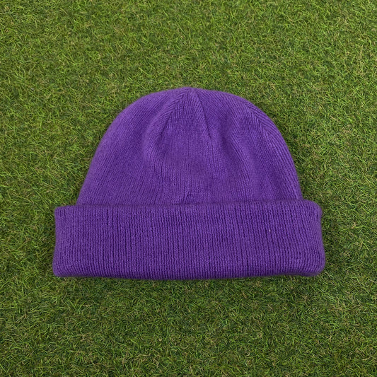 Retro Fleece Beanie Hat Purple