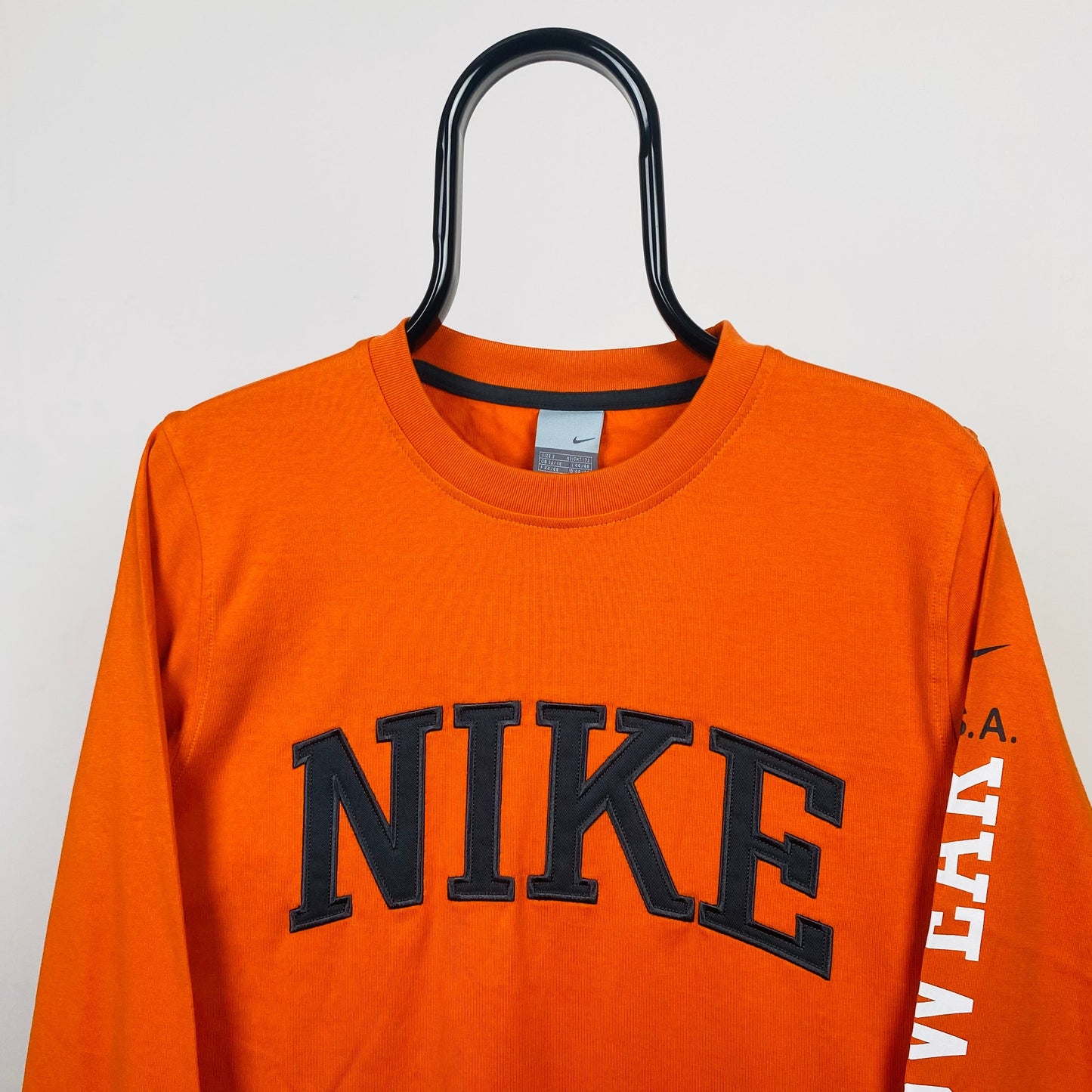 90s Nike Long Sleeve T-Shirt Orange Small
