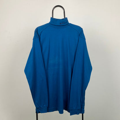 Vintage Nike Mock Neck Sweatshirt Blue Large