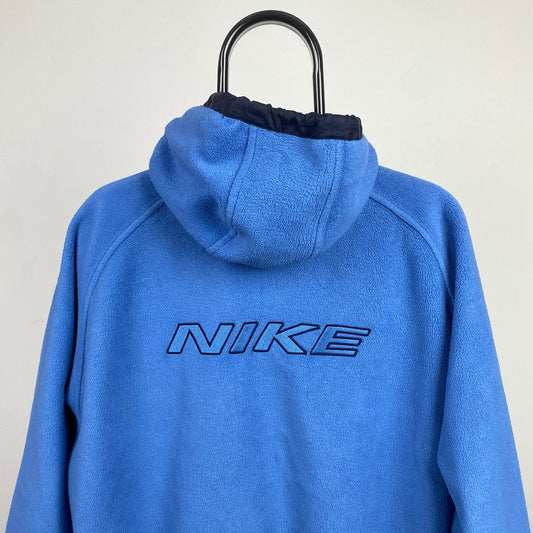 90s Nike Reversible Fleece Coat Jacket Blue Small