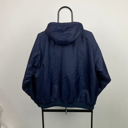 90s Nike Reversible Fleece Coat Jacket Blue Small