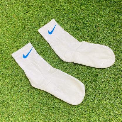 Vintage Nike Socks White Blue UK6 - 12
