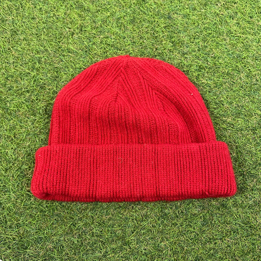 Retro Fleece Beanie Hat Red