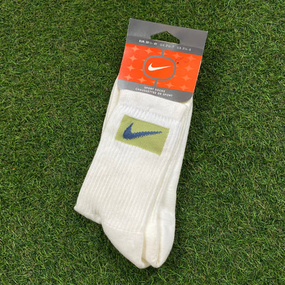 Vintage Nike Socks White Green UK6 - 12