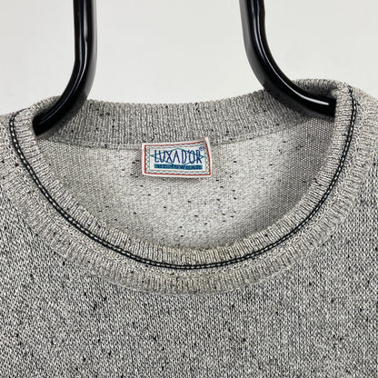 Retro Chunky Knit Sweatshirt Grey XL
